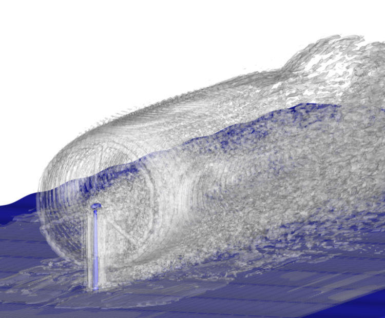 Image of the simulated airflow obtained in the simulations