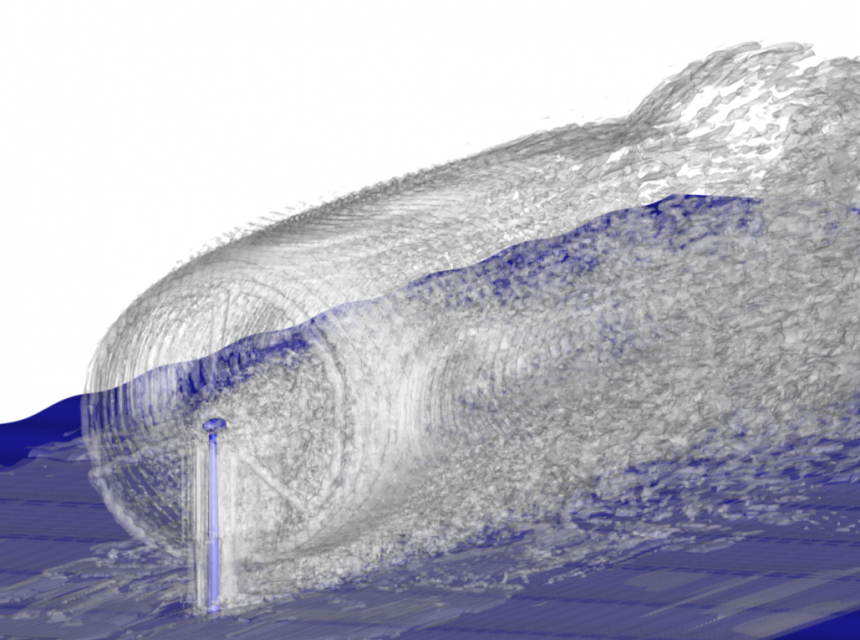 Image of the simulated airflow obtained in the simulations